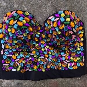 Colorful Gem-Embellished Bustier